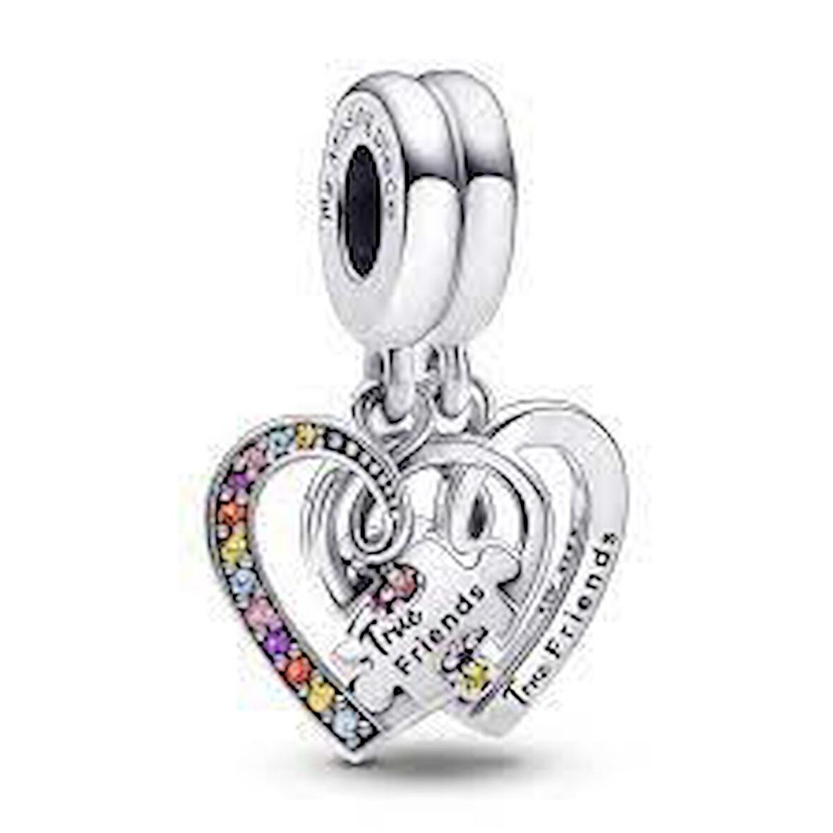 Pandora 792239C01-Puzzle Parçası ve Kalpli Arkadaşlık Sallantılı Charm