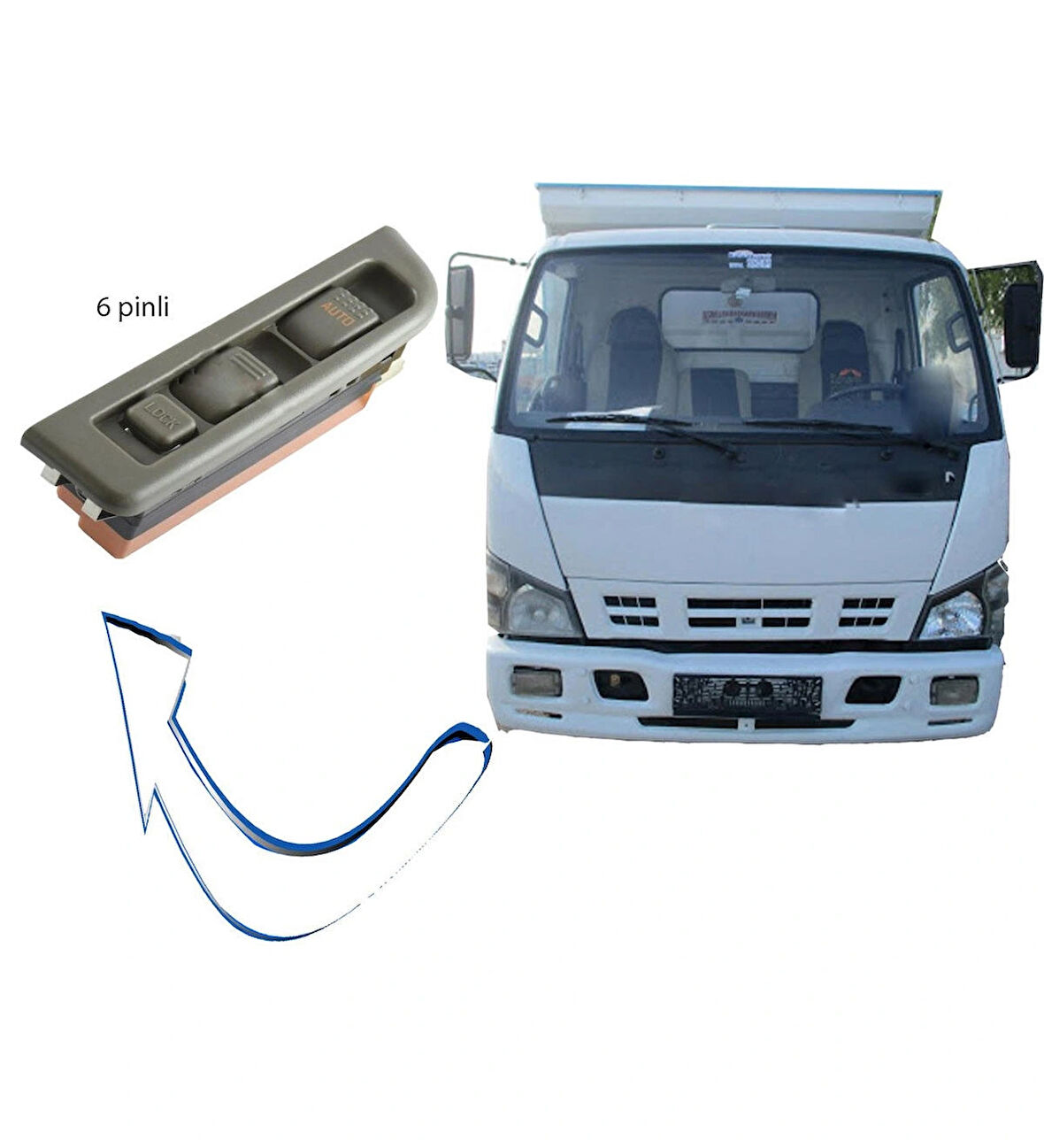 Isuzu Npr Sol Çiftli Cam Düğmesi Bej 24 Volt 2000--2007