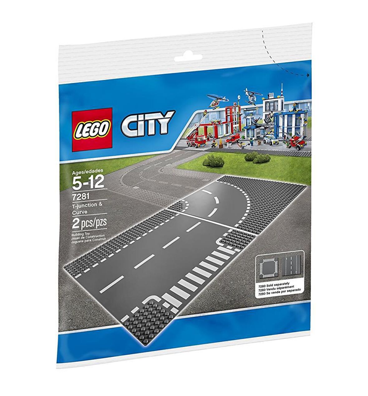 LEGO City 7281 T-Junction & Curved Road Plates