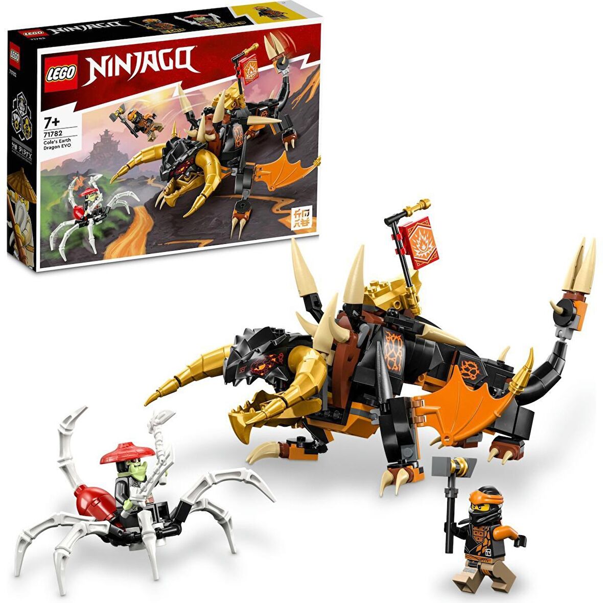 LEGO® Nınjago Cole’un Toprak Ejderhası Evo 71782 - 7 Yaş ve Üzeri Çocuklar Için Cole ve Iskelet Minifigürleri Içeren Yaratıcı Oyuncak Yapım Seti (285 Parça)