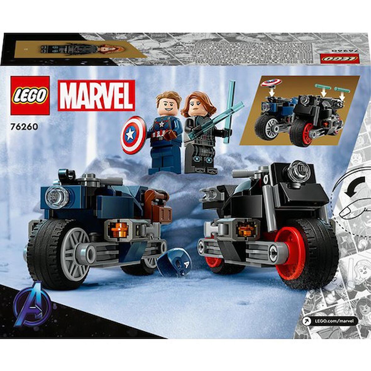 LEGO Lego®  Super Heroes Black Widow ve Kaptan Amerika Motosikletleri 76260 - 6 Yaş ve Üzeri Çocuklar Için  Yaratıcı Oyuncak Yapım Seti (130 Parça)