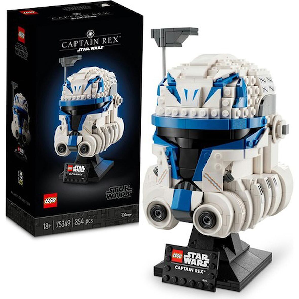 LEGO® Star Wars™ Yüzbaşı Rex™ Kaskı 75349 - Yetişkinler için Koleksiyonluk Sergileme Modeli Yapım Seti (854 Parça)