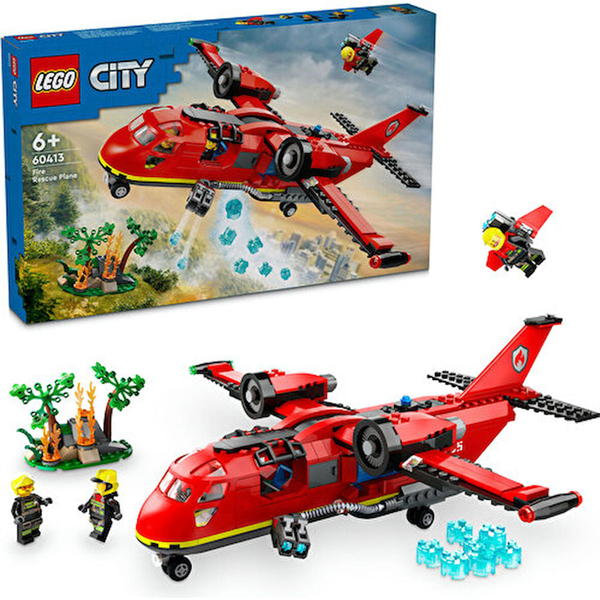 LEGO® City İtfaiye Kurtarma Uçağı 60413 - 6 Yaş ve Üzeri Çocuklar için İtfaiyeci Minifigürü İçeren Yaratıcı Oyuncak Yapım Seti (478 Parça)