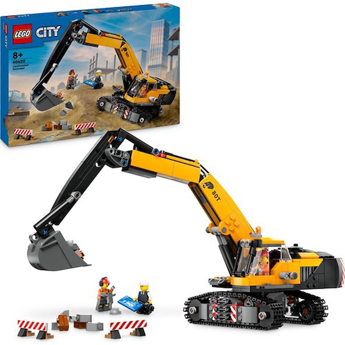 LEGO® City Sarı İnşaat Ekskavatörü 60420 - 8 Yaş ve Üzeri Araçları Seven Çocuklar için Yaratıcı Oyuncak Yapım Seti (633 Parça)