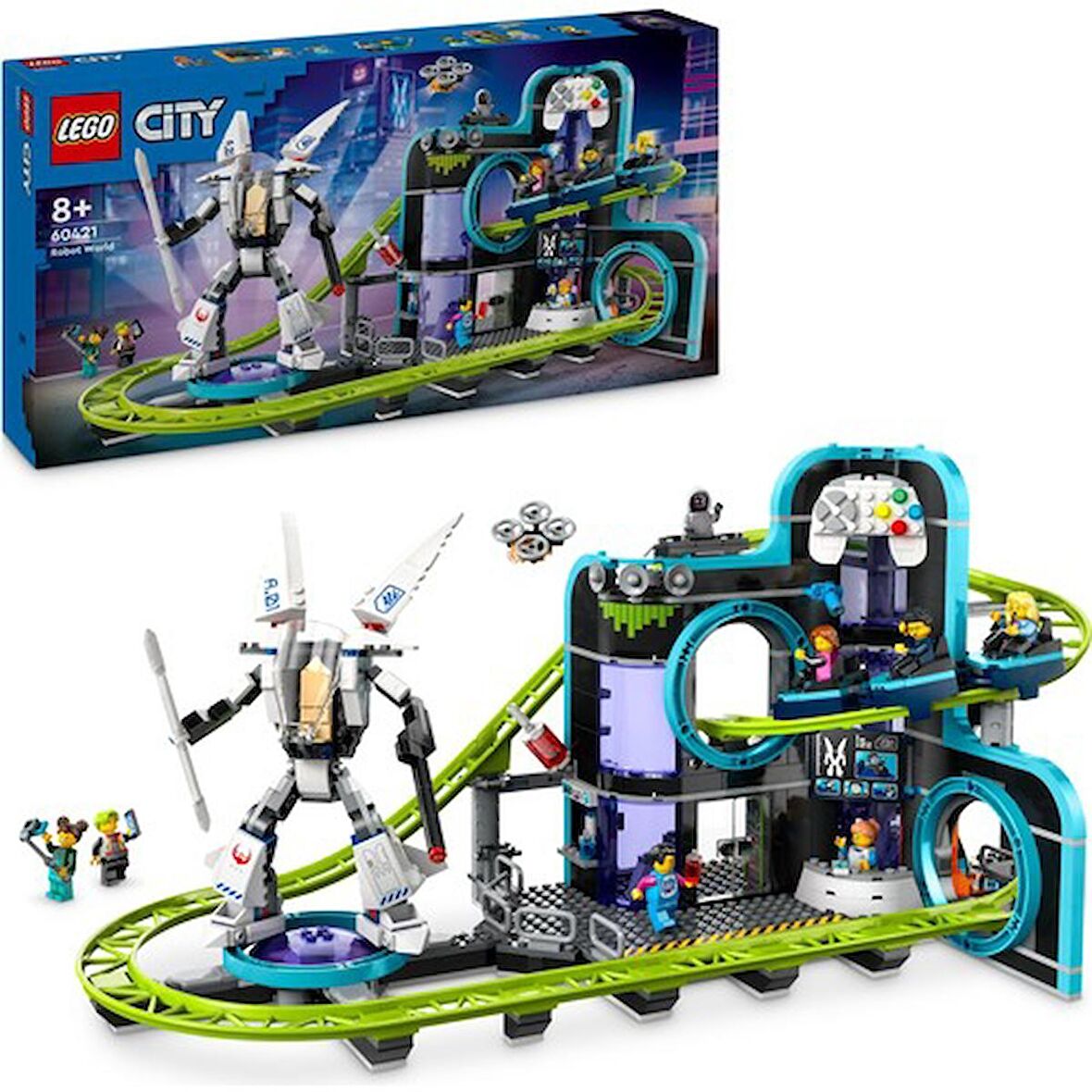 LEGO® City Robot Dünyası Hız Treni Parkı 60421 - 8 Yaş ve Üzeri Çocuklar için Yaratıcı Oyuncak Yapım Seti (986 Parça)