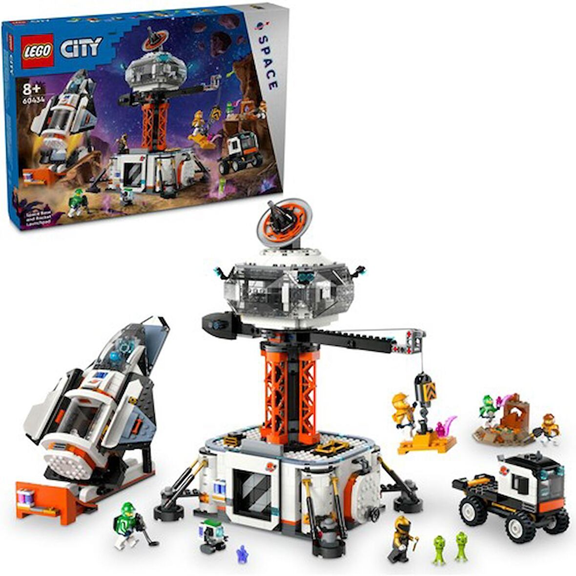 LEGO® City Uzay Üssü ve Roket Fırlatma Rampası 60434 - 8 Yaş ve Üzeri Çocuklar için Uzay Mekiği İçeren Yaratıcı Oyuncak Yapım Seti (1422 Parça)