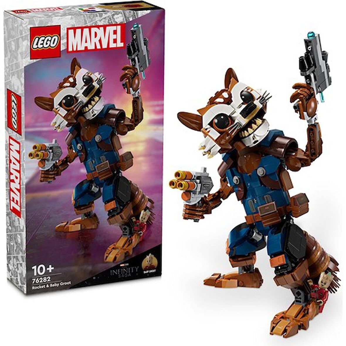 LEGO® Marvel Rocket ve Bebek Groot 76282 # 10 Yaş ve Üzeri Süper Kahraman Seven Çocuklar İçin İnşa Edilebilen Yaratıcı Oyuncak Yapım Seti (566 Parça)