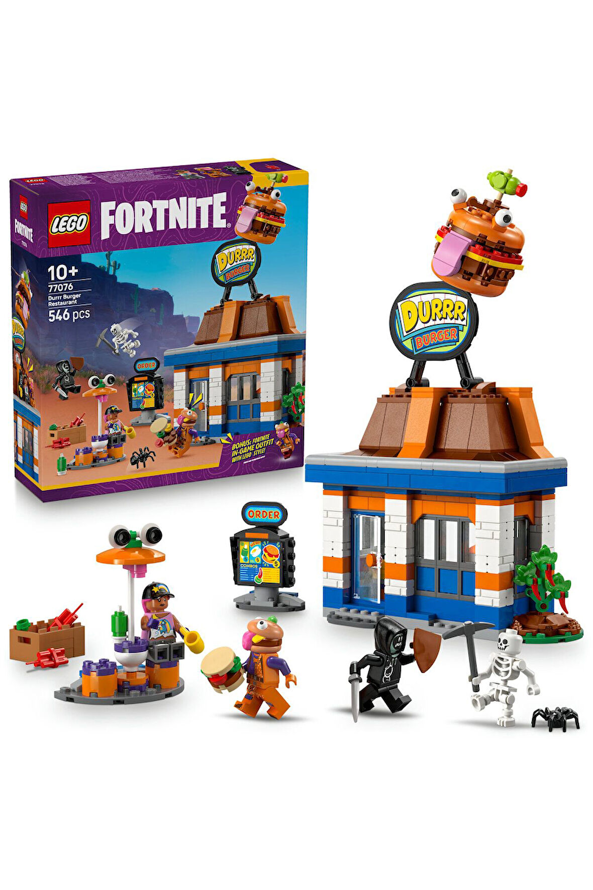 ® Fortnite® Durrr Burger Restoranı 77076 - 10+ Yaratıcı Oyuncak Yapım Seti (546 Parça)