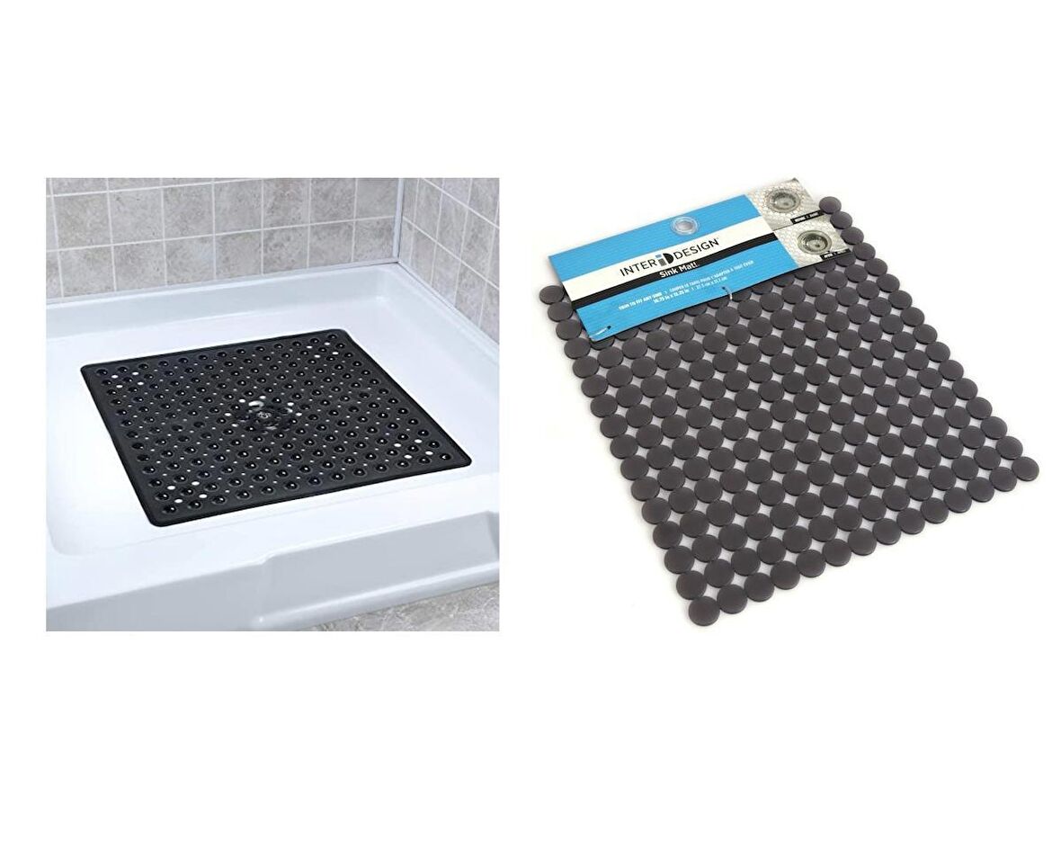 Banyo Duşakabin İçi Kaydırmaz Gri Damlalı 27x31x0,8cm