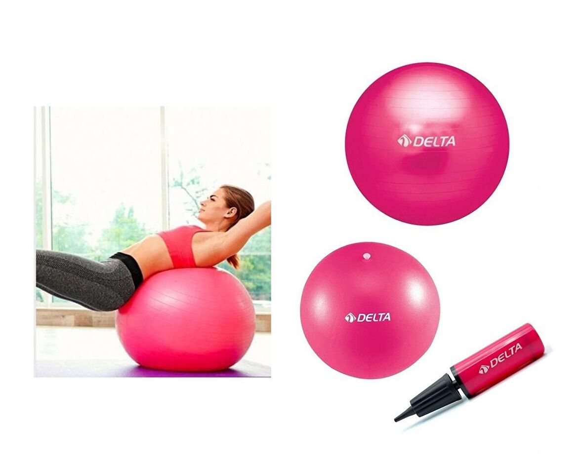 3 Parça Pilates Seti Pembe Renkli (65cm Pilates Topu,30 cm Denge Topu Ve Pompası)