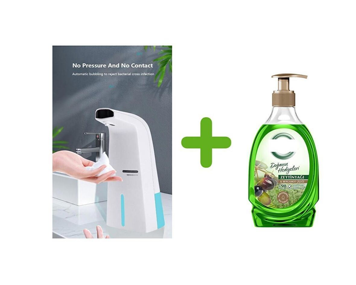Sensörlü Fotoselli Sıvı Sabunluk 10x5x21cm Ve1 Adet 392ml Sıvı Sabun Zeytinyağı Ve Bergamot