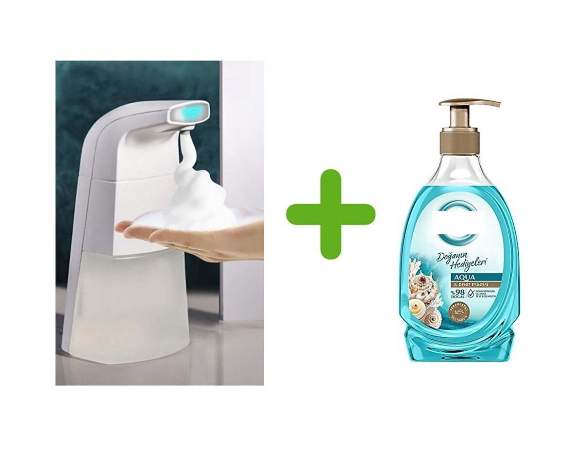 Sensörlü Fotoselli Sıvı Sabunluk 10x5x21cm Ve1 Adet 392ml Sıvı Sabun Aqua Ve Deniz Esintisi