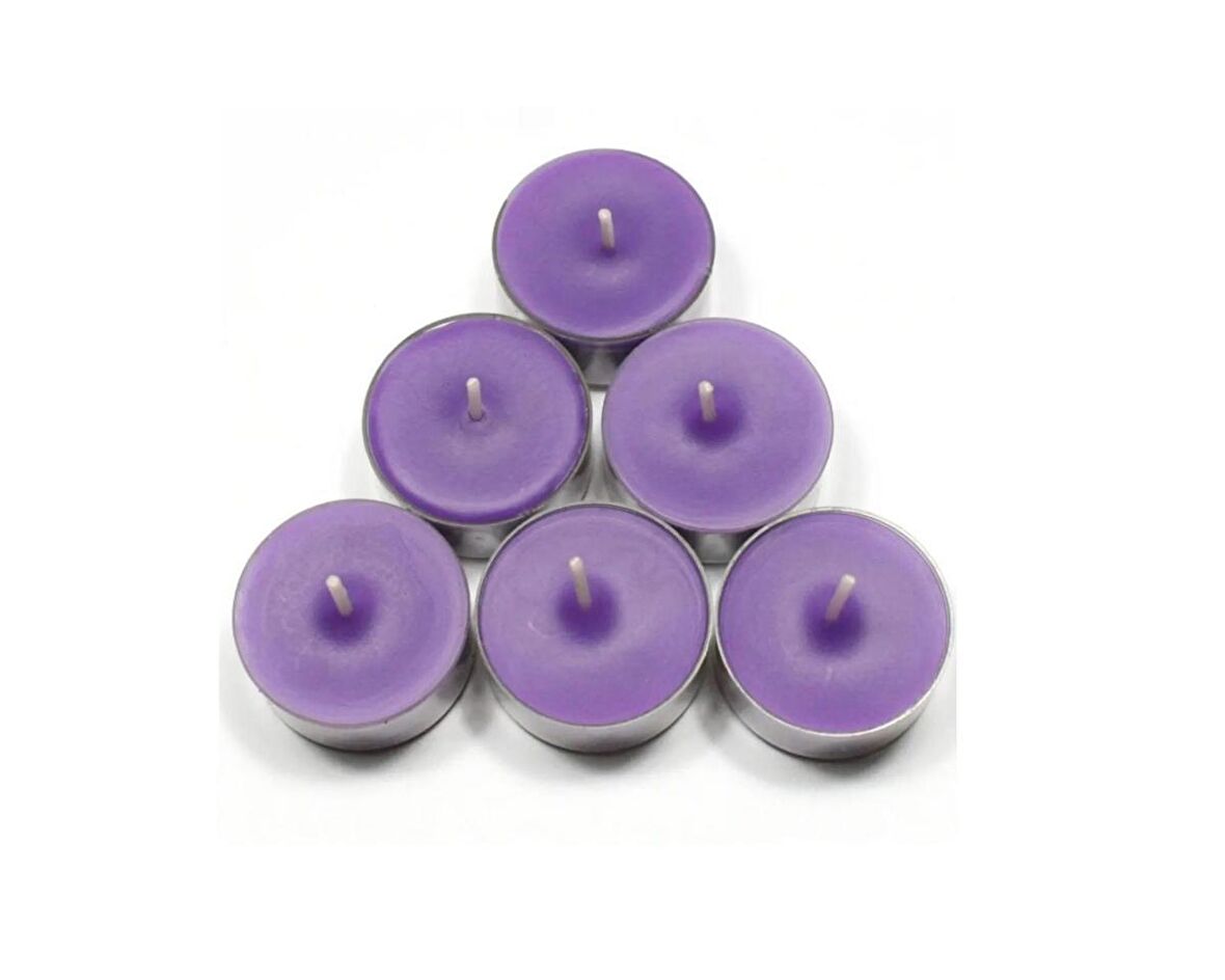 6 ADET TEALIGHT MUM MOR 3,5x3,5x1,5cm