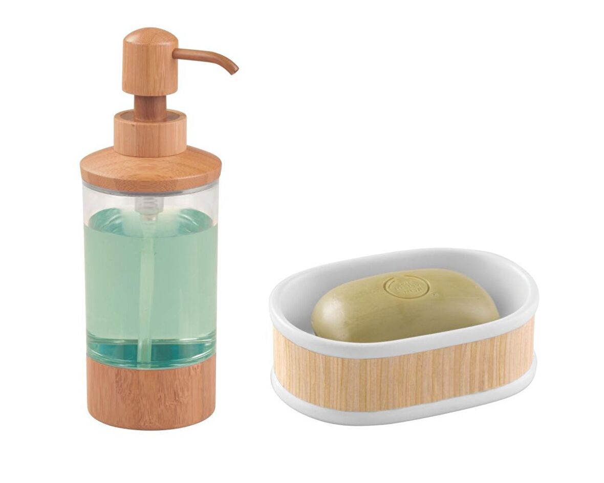 SIVI SABUNLUK VE SABUNLUK 2 Lİ BANYO SETİ BAMBU MODEL