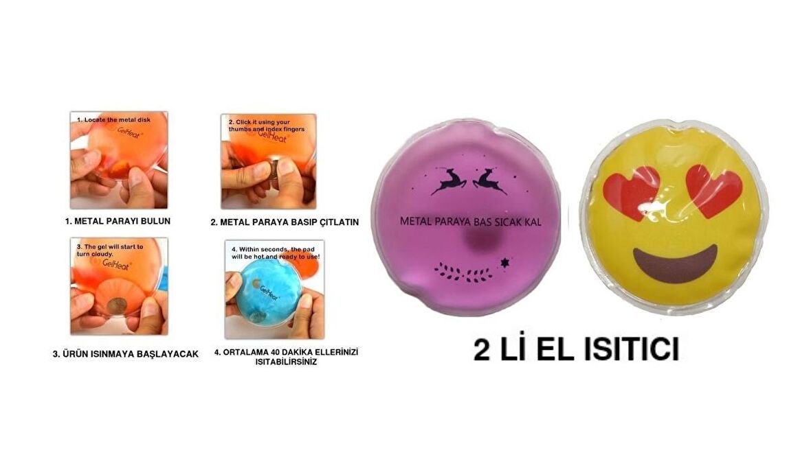 KALP EMOJİ PEMBE CEYLAN CEP SOBASI,EL ISITICI,2 ADET SICAK SU TORBASI PVC  9cm