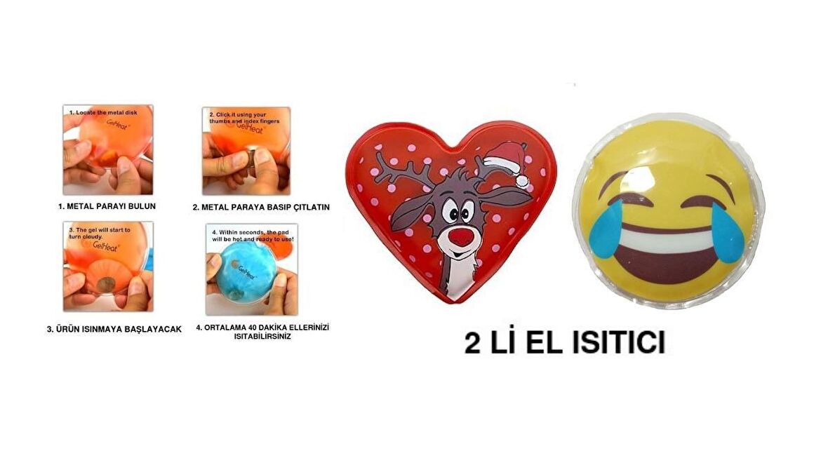 GÜLEN EMOJİ KIRMIZI GEYİK CEP SOBASI,EL ISITICI,2 ADET SICAK SU TORBASI PVC  9cm