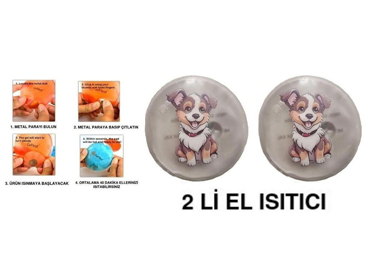 SEVİMLİ KÖPEK CEP SOBASI,EL ISITICI,2 ADET SICAK SU TORBASI PVC  9cm