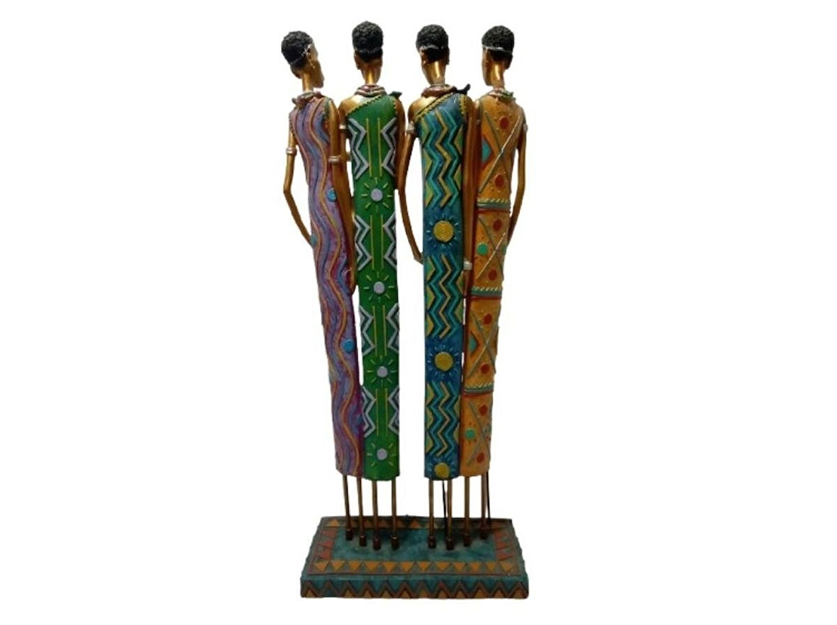 AFRİKALI KADINLAR SETİ ETNİK EL YAPIMI BİBLO,DEKORATİF FİGÜR,HEDİYELİK EŞYA 41x17,5x8cm