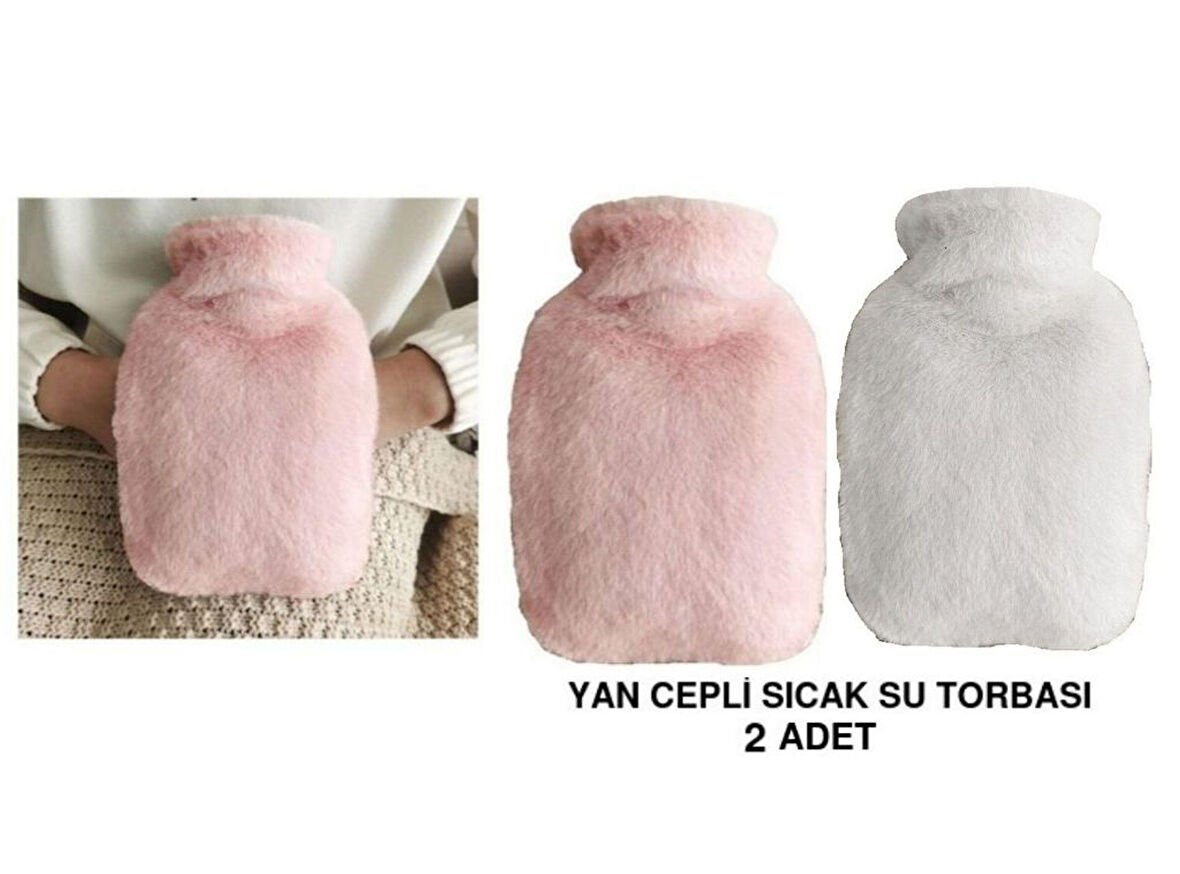 SICAK SU TORBASI 2 ADET,YAN CEPLİ PELUŞ TERMOFOR 27x17x2cm  750ml