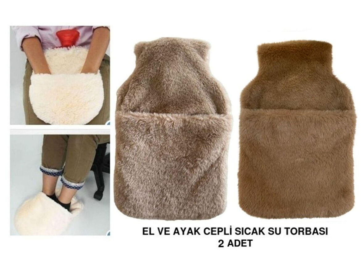 SICAK SU TORBASI 2 ADET,CEPLİ PELUŞ TERMOFOR 32,5x17,5cm  1500 ML