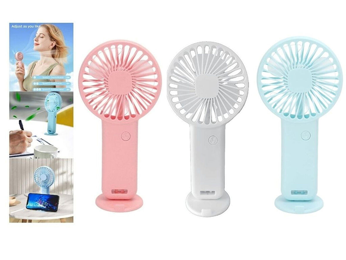 3 ADET MİNİ FAN,TELEFON TUTUCU,PORTATİF EL VANTİLATÖRÜ ASORTİ  9,3x19cm