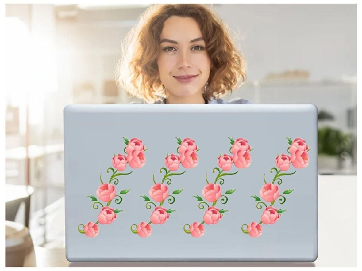 DEFTER STİCKER,LAPTOP STİCKER PEMBE GÜLLÜ PVC 70X50X0,5CM