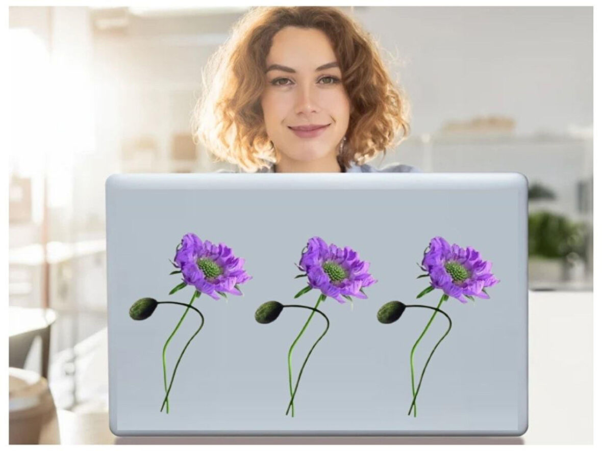 DEFTER STİCKER,LAPTOP STİCKER MOR ÇİÇEKLİ  PVC 70X50X0,5CM