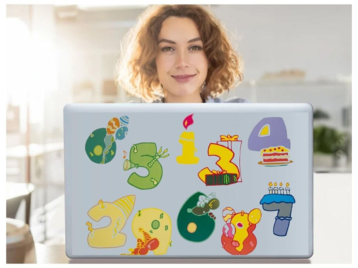 DEFTER STİCKER,LAPTOP STİCKER  RENKLİ RAKAMLI PVC 48X33X0,5CM