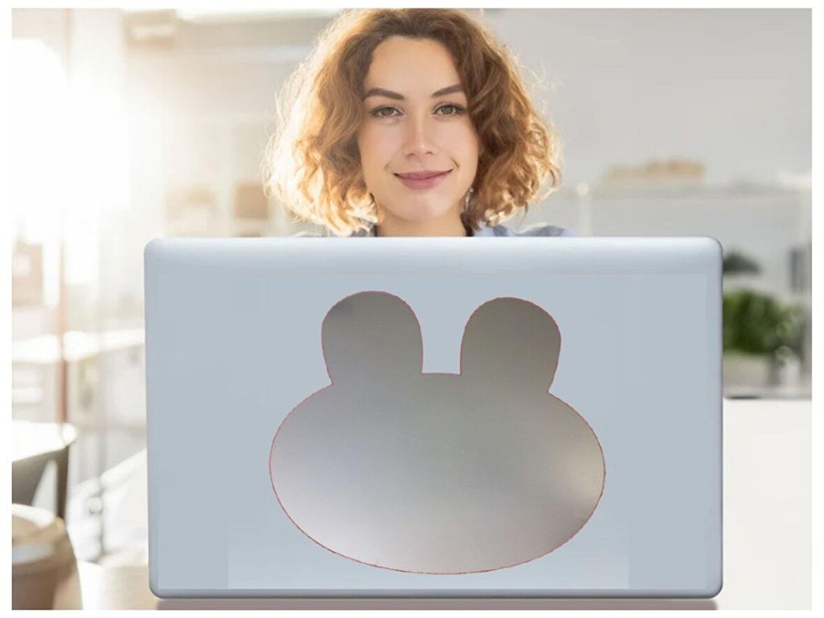 DEFTER STİCKER,LAPTOP STİCKER  AYNALI TAVŞAN ŞEKİLLİ 20X20X0,6CM