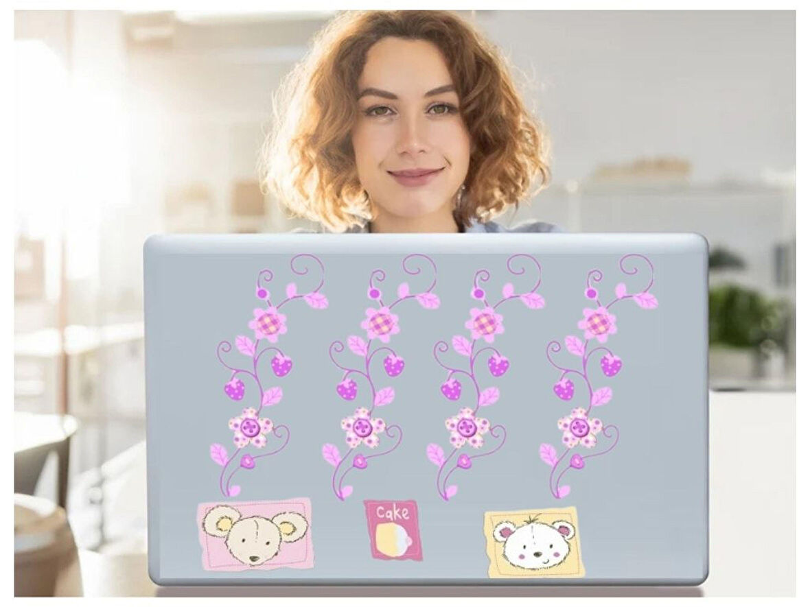 2 ADET DEFTER STİCKER,LAPTOP STİCKER ÇİÇEKLİ AĞAÇ DESENLİ PVC 70X50X0,5CM