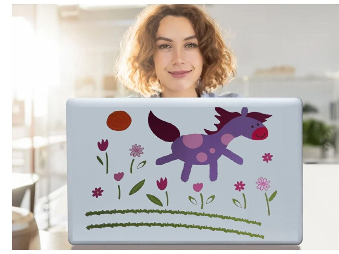 2 ADET DEFTER STİCKER,LAPTOP STİCKER KÜÇÜK AT DESENLİ PVC 70X50X0,5CM