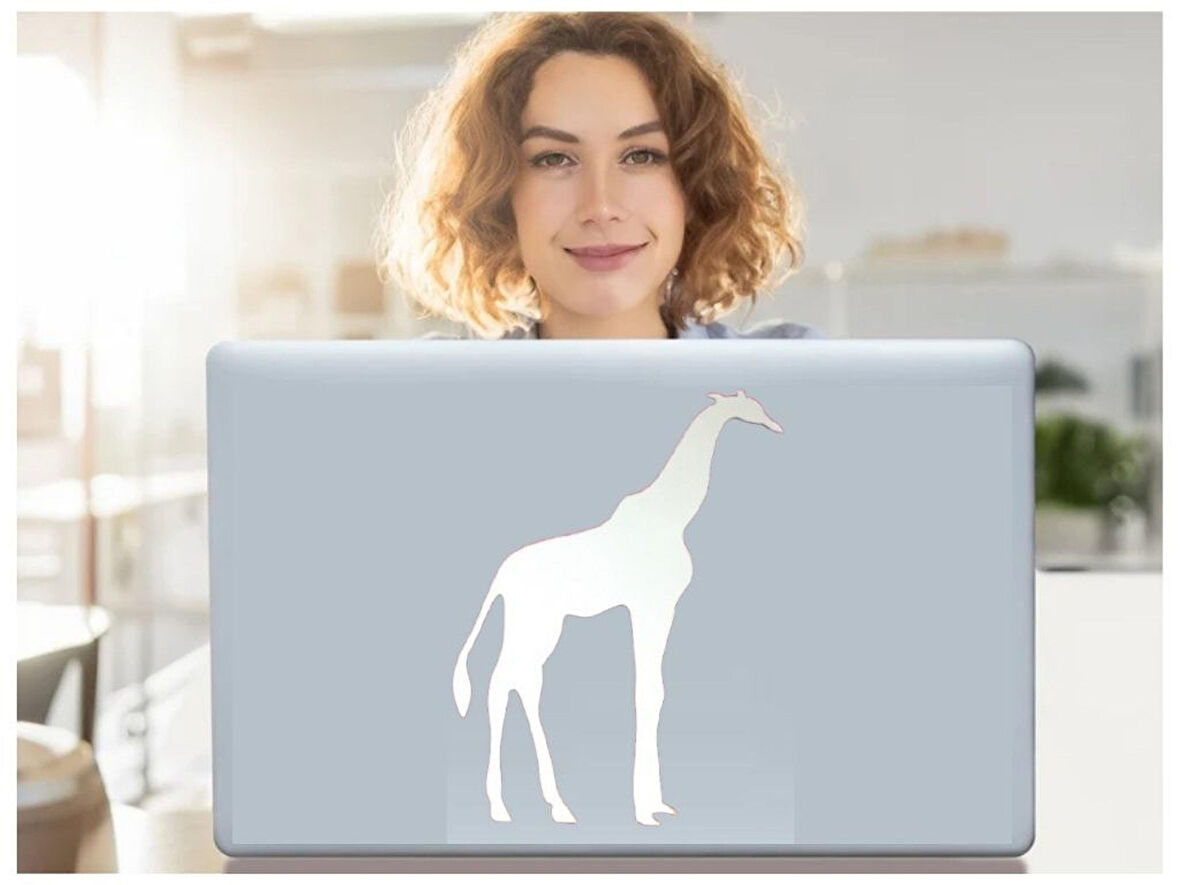 2 ADET DEFTER STİCKER,LAPTOP STİCKER  AYNALI  ZÜRAFA ŞEKİLLİ 20X14X0,6CM
