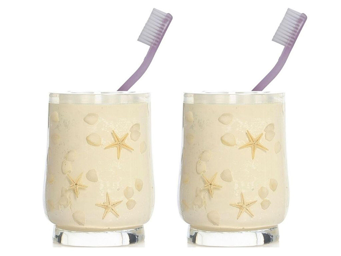 2 ADET DİŞ FIRÇALIK DENİZ YILDIZI EL YAPIMI 400 GR 7X7X10CM BANYO SETİ