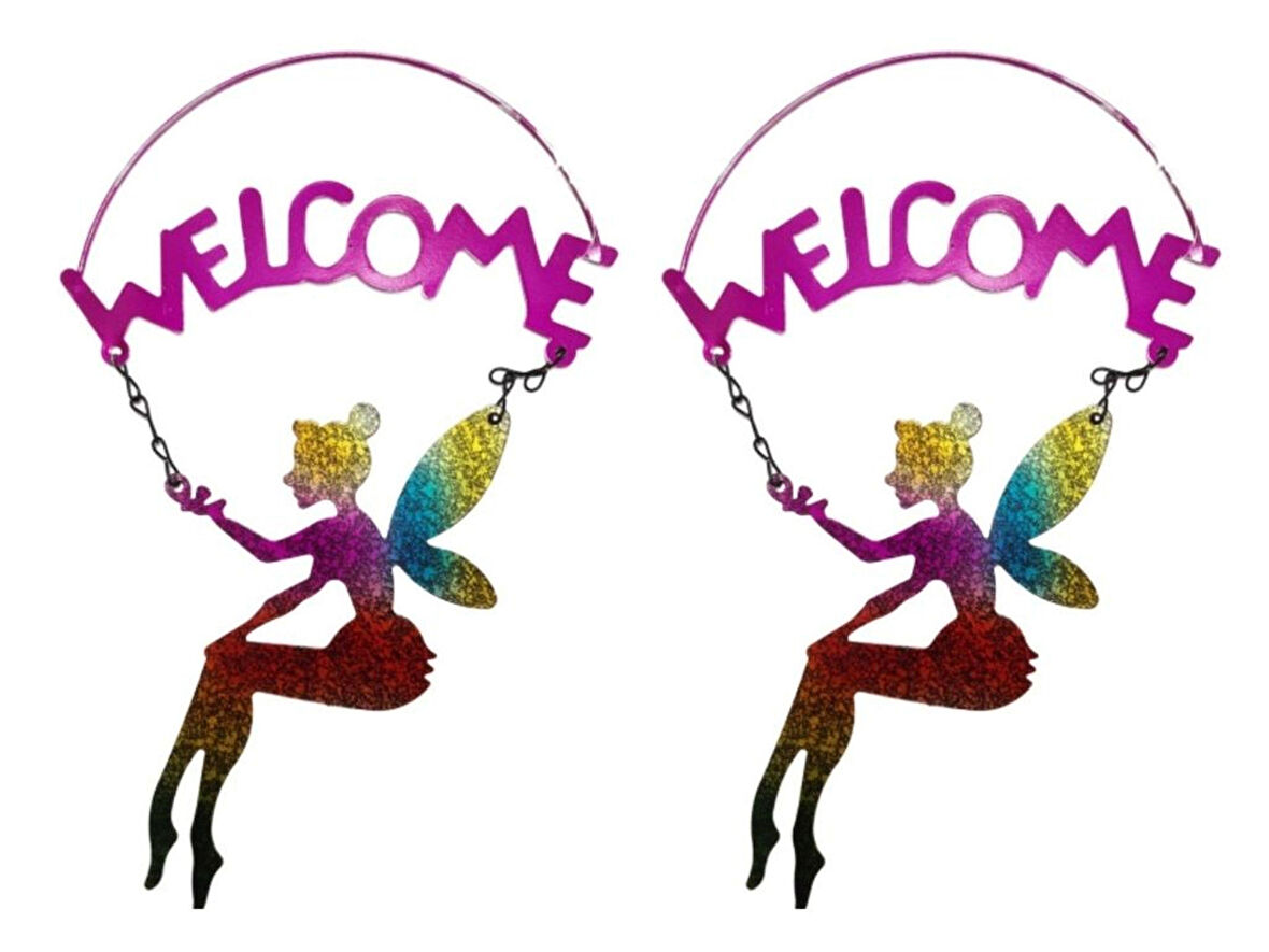 2 ADET BALKON VE BAHÇE HOŞGELDİNİZ TABELASI,MELEK FİGÜRLÜ PEMBE 30X18X0,5CM  DUVAR SÜSÜ BALKON,BAHÇE VE ODA DEKOR  HOŞGELDİNİZ TABLO,TABELA