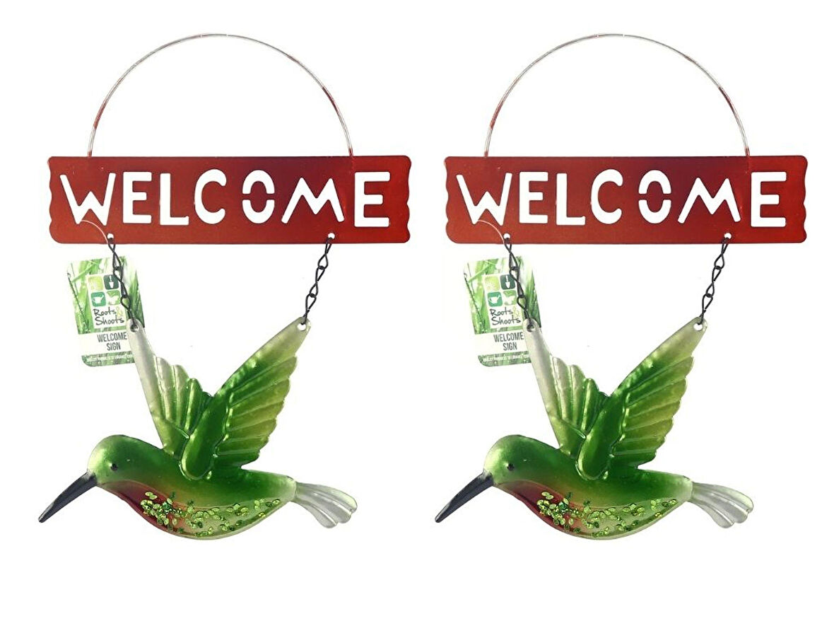 2 ADET BALKON VE BAHÇE HOŞGELDİNİZ TABELASI KUŞLU ALTIN TABELA 28X20X0,5CM