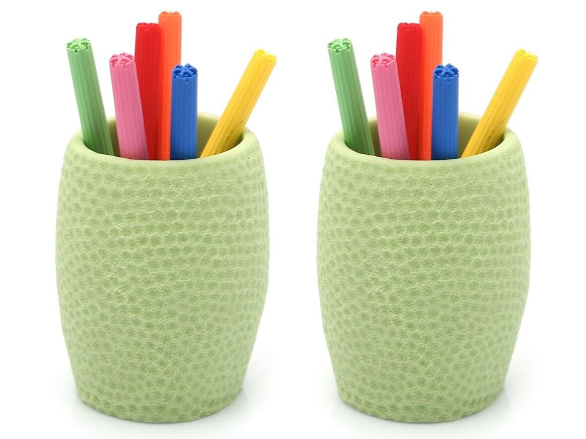 2 ADET KALEMLİK YEŞİL PETEK OFİS GERECİ 8X8X10CM 400ML