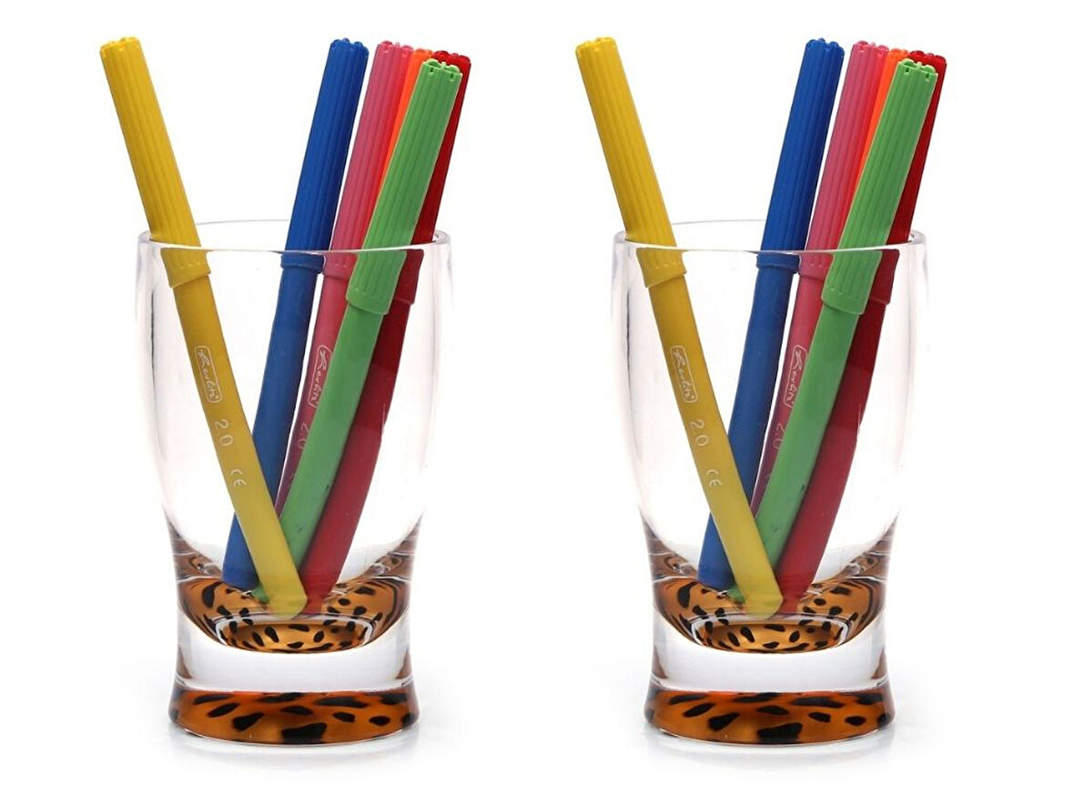 2 ADET KALEMLİK LEOPAR DESENLİ OFİS GERECİ 6X6X11CM 300ML