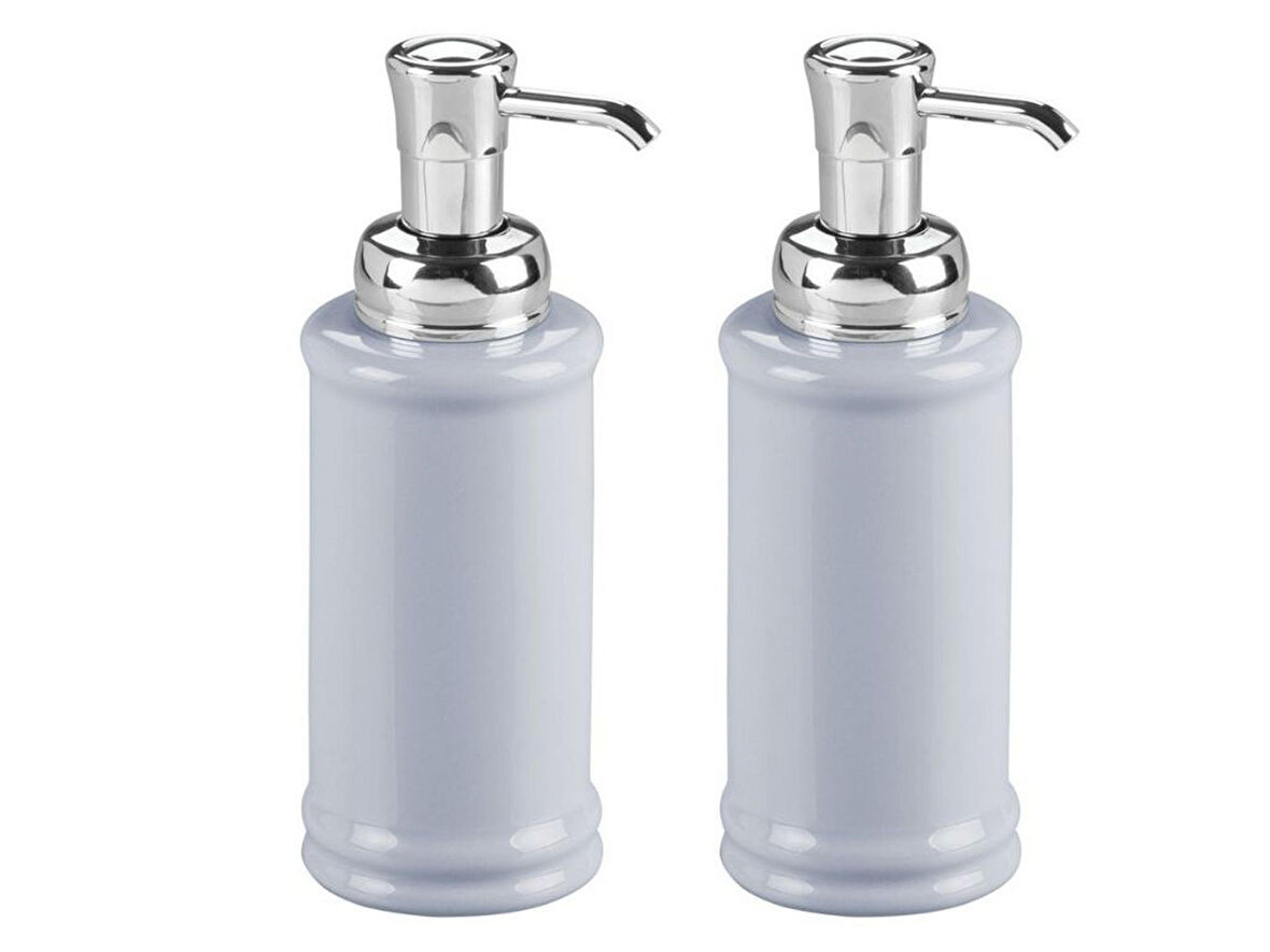 2 ADET PORSELEN SIVI SABUNLUK GRİ 7x7x20cm 355ml