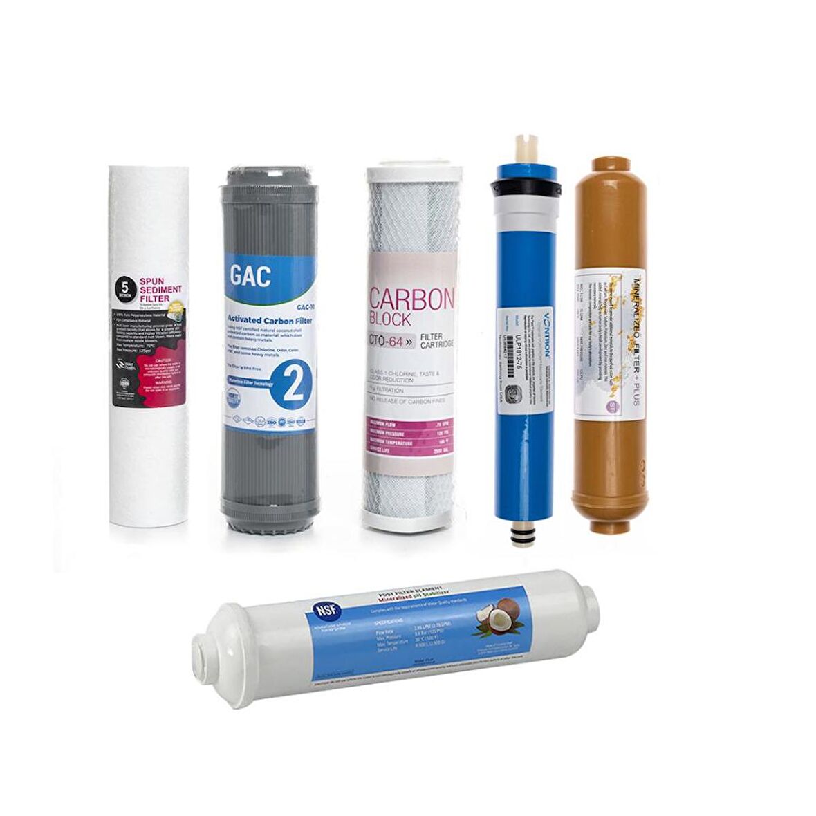 Açık Kasa Su Arıtma için Uyumlu 6lı Filtre Seti Vontron Membranlı