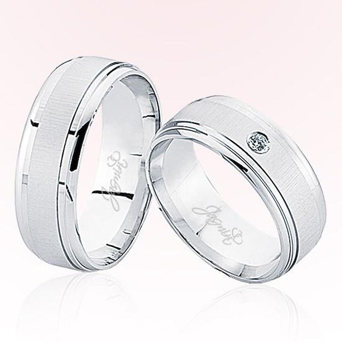 Beyaz Bombeli Altın Alyans 5705