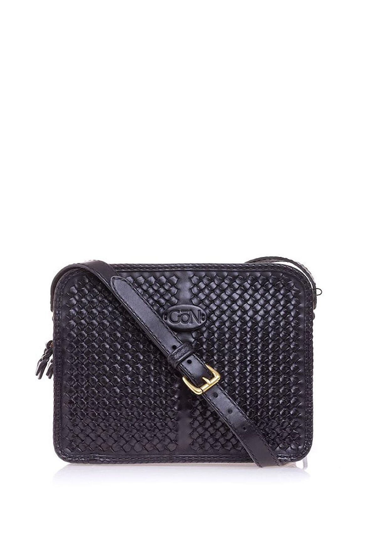 Gön Peke Siyah Deri Kadın Çapraz Askılı Çanta 042 Peke