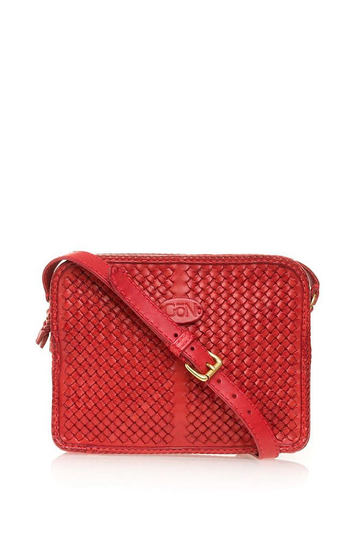 Gön Peke Kırmızı Soft Deri Kadın Çapraz Askılı Çanta 042 Peke