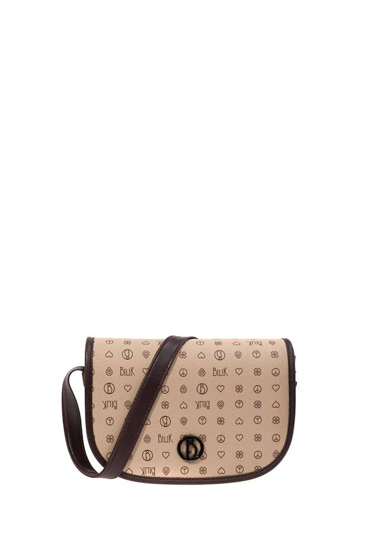 Bilik Deri Monogram Açık Vizon/Kahve Kadın Çapraz Askılı Çanta RH 06-MN