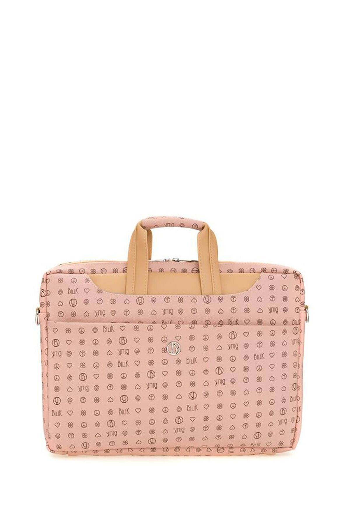 Bilik Deri Monogram Pembe/Camel Unisex Laptop & Evrak Çantası BRIEFCASE-MN