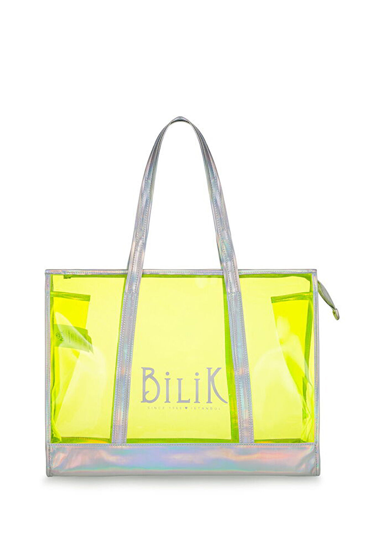 Bilik Deri Şeffaf Sarı Kadın Plaj Çantası Beach First