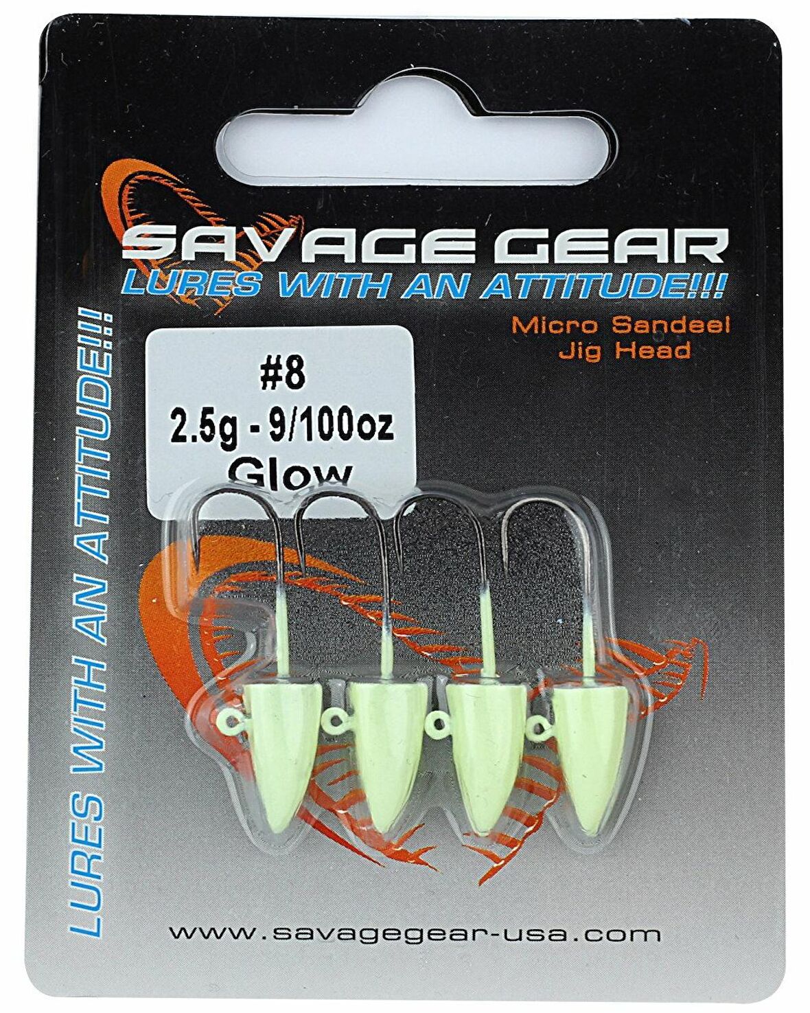 Savage Gear LRF Micro Sandeel Jigghead 3 g. #8 4pcs Glow Suni Yem