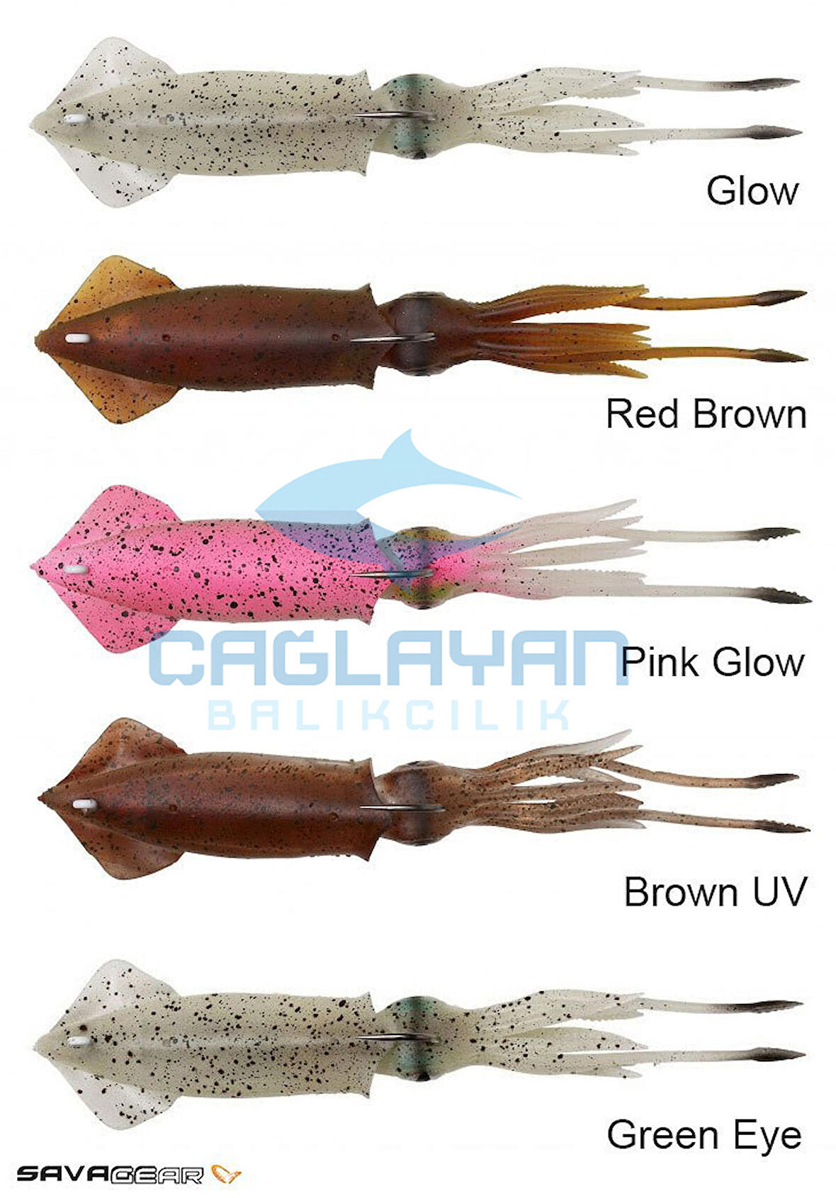 Savage gear 3D TPE Swim Squid 125mm 25g 2 Adet Suni Yem Glow