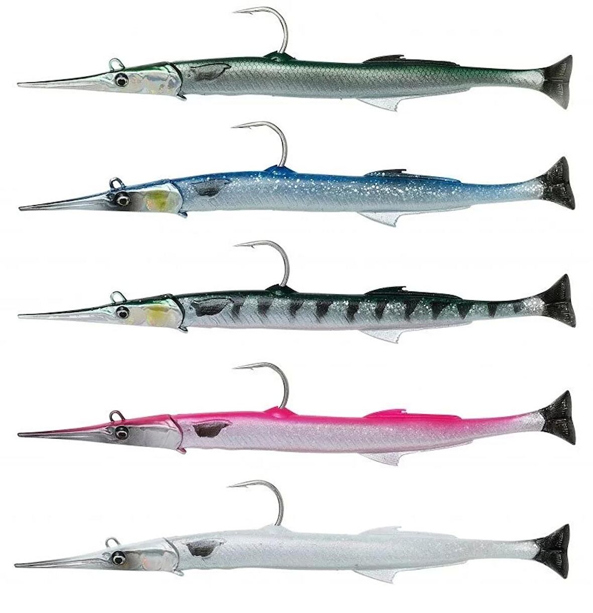 Savage gear Needlefish Pulsetail 2+1 14 cm 12g Suni Yem Savage gear-Green Silver