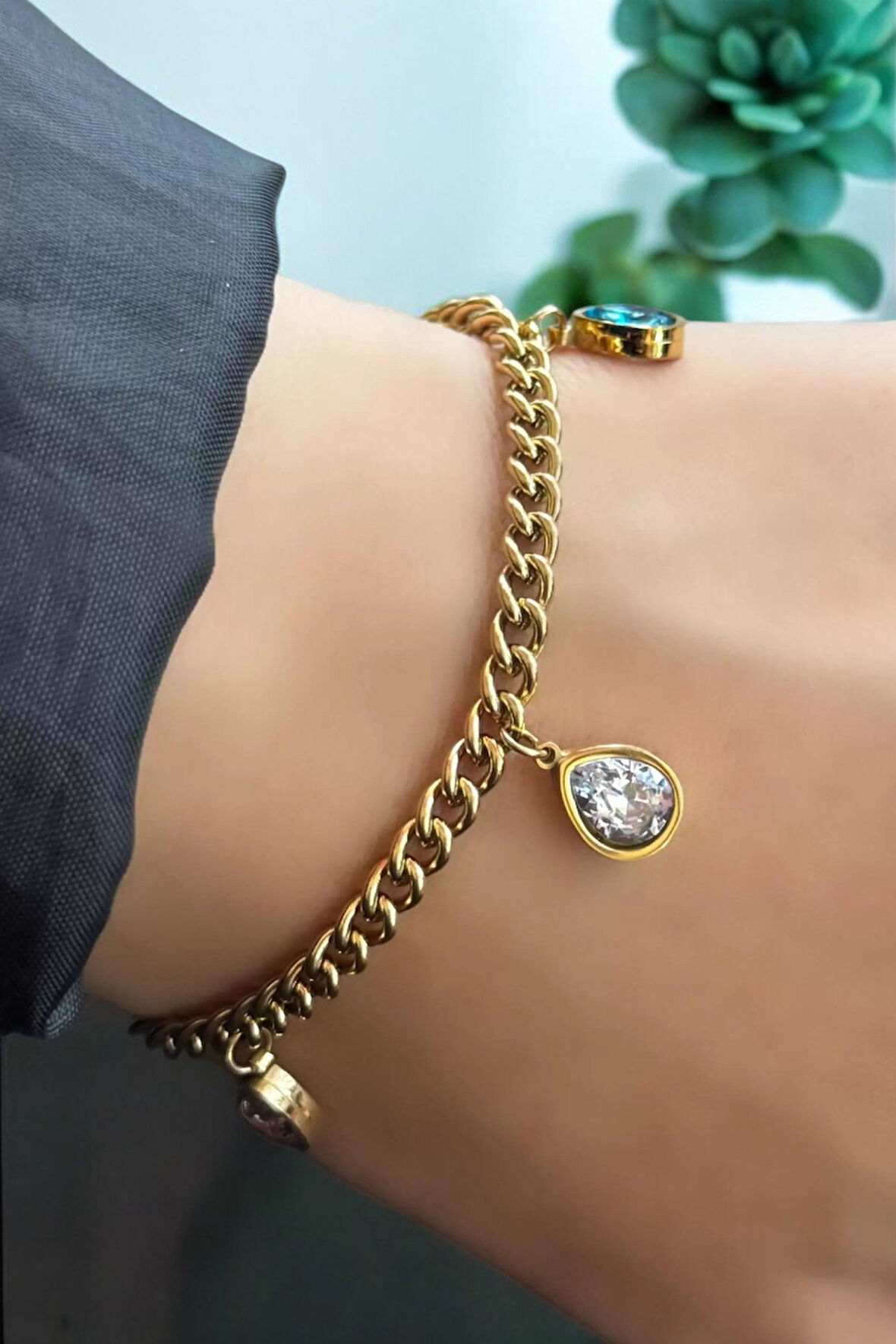 Renkli Damlalar Charm Çelik Bileklik