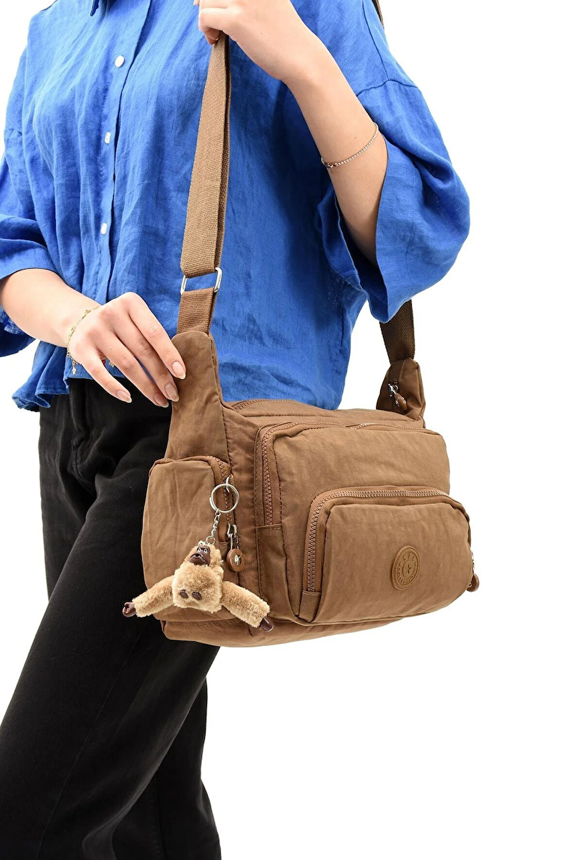 Çapraz Askılı Ultra Hafif Çok Cepli Omuz Çantası Klinkıl Kumaş